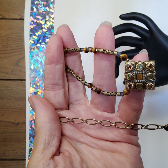 Michal Golan Tiger's Eye Square Necklace - Picture 4 of 5